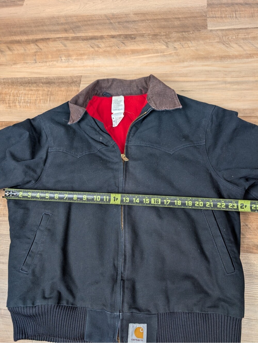 VTG Carhartt J13 BLK  Santa Fe Jacket L Black Red Quilted Liner July 2002 - Picture 8 of 9